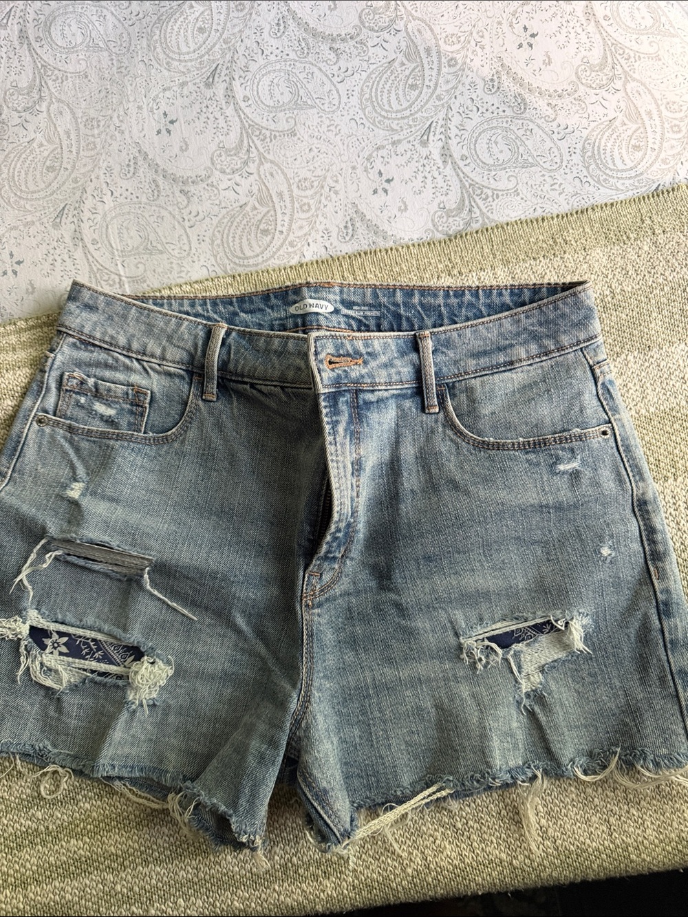 Old Navy Light Blue Distressed Denim Cutoff Shorts